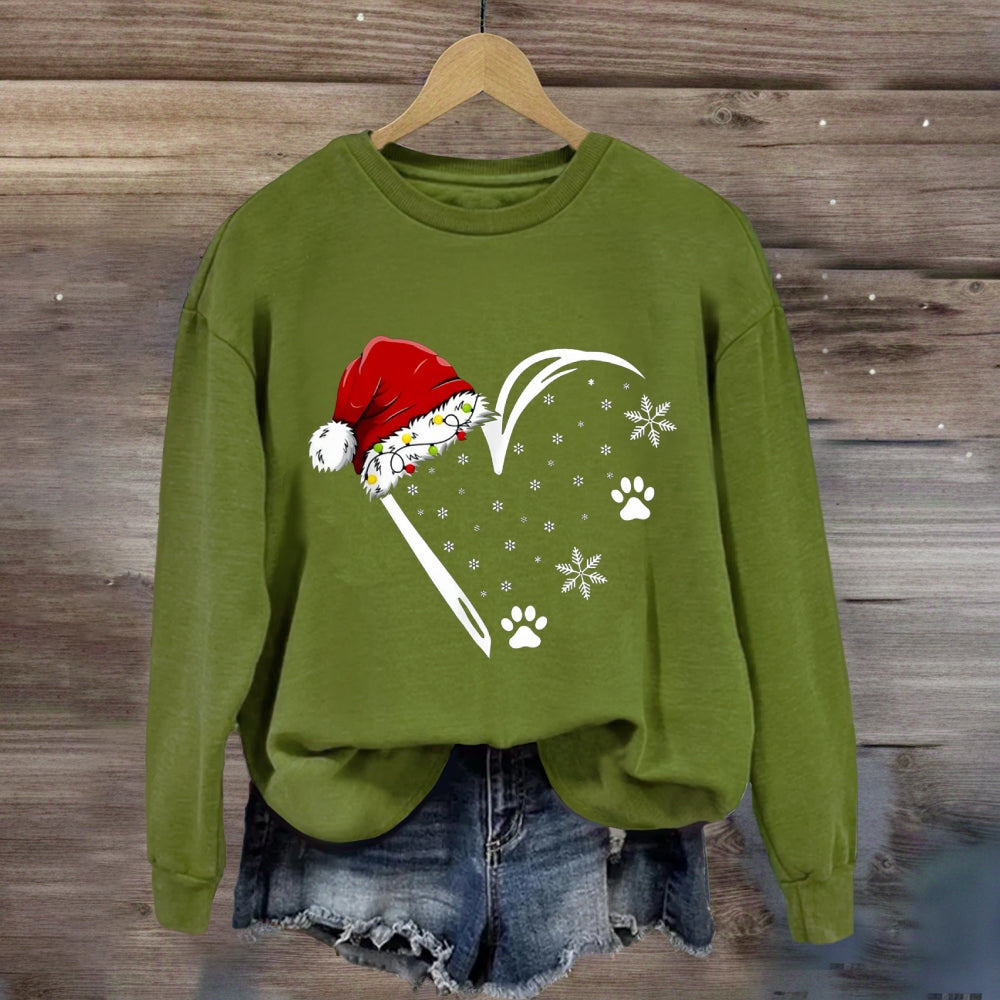 Christmas Snowflakes Hats Heart Sweatshirt