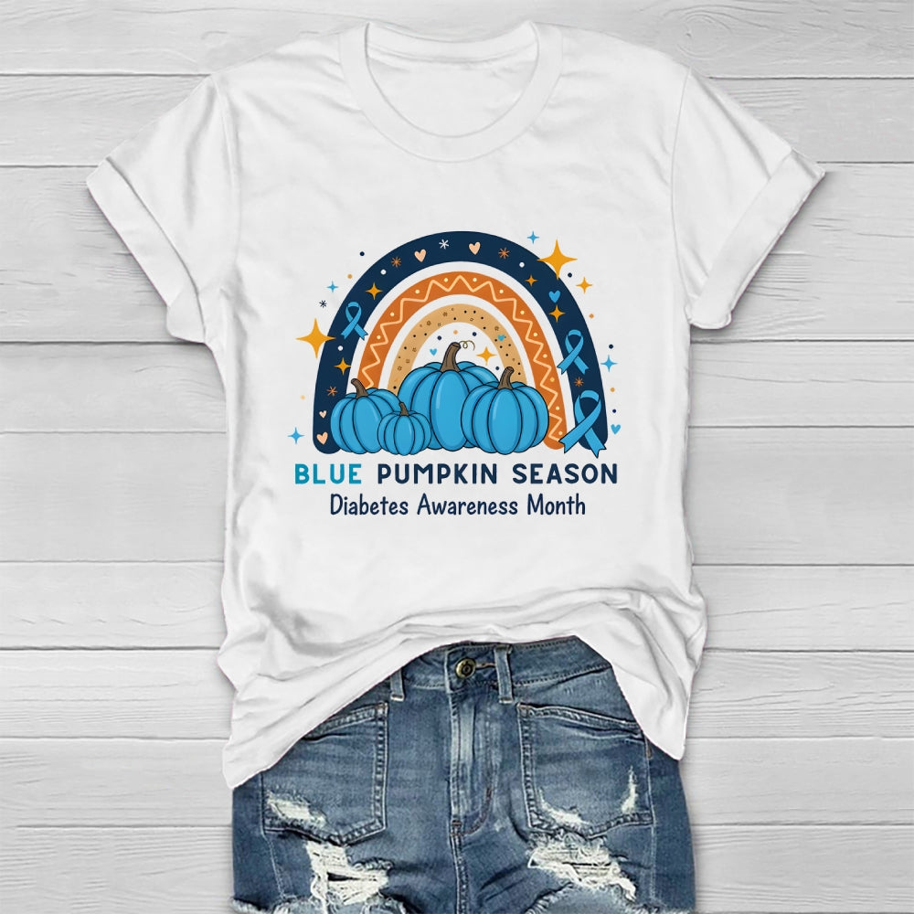 Blue Pumpkin Season Diabetes Awareness Month Healthwear T-shirt