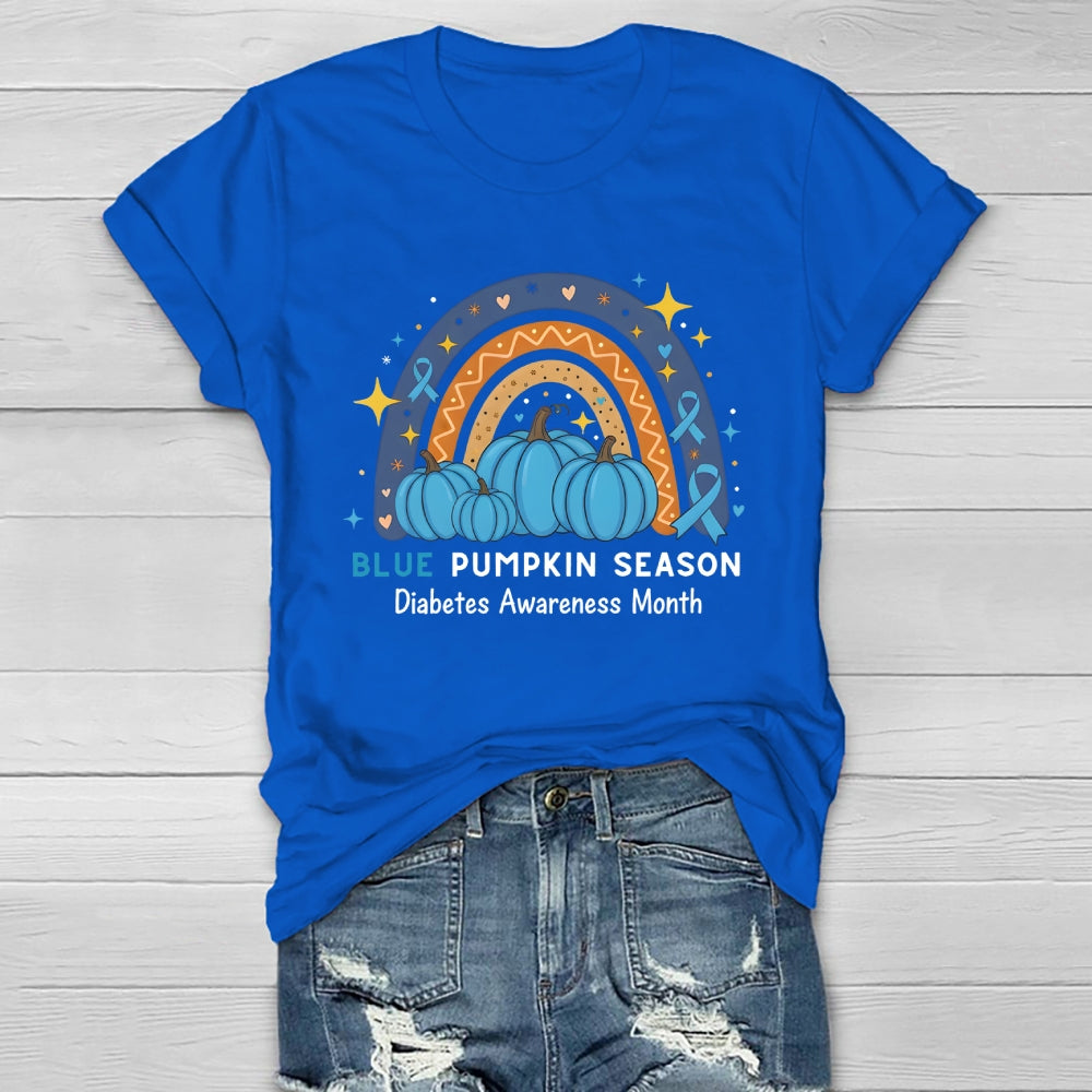 Blue Pumpkin Season Diabetes Awareness Month Healthwear T-shirt
