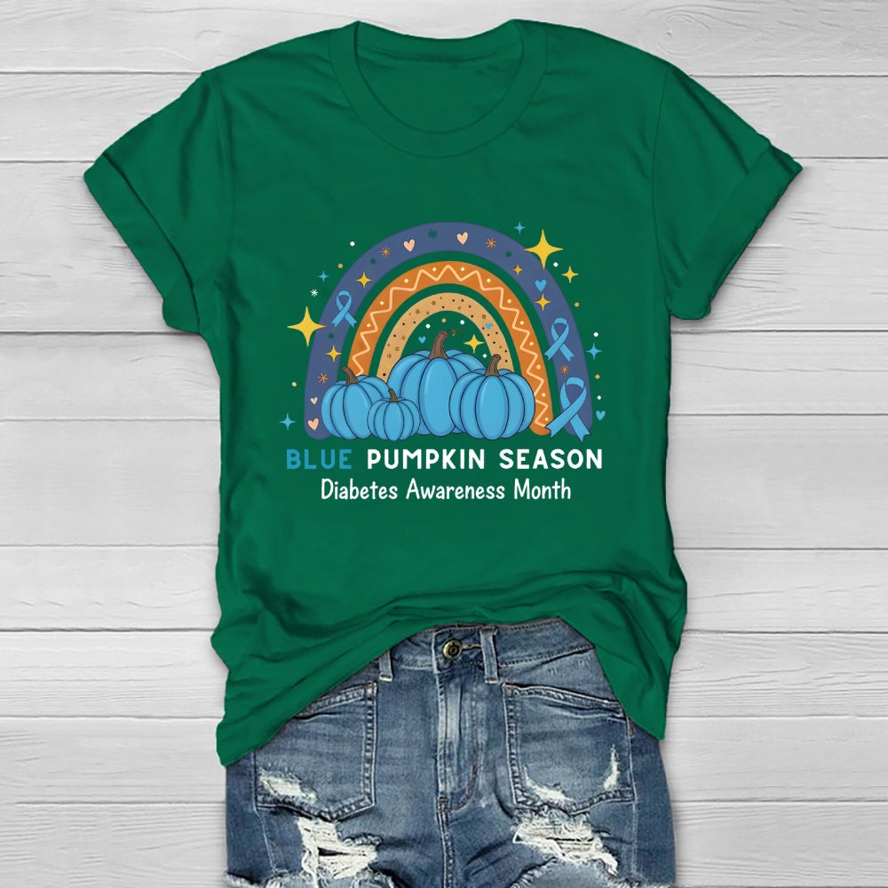 Blue Pumpkin Season Diabetes Awareness Month Healthwear T-shirt