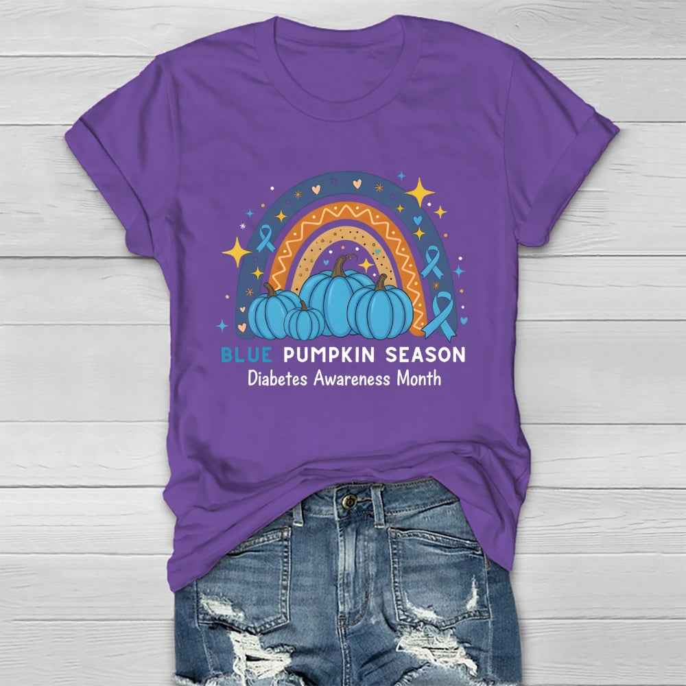 Blue Pumpkin Season Diabetes Awareness Month Healthwear T-shirt