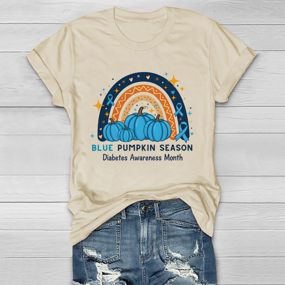 Blue Pumpkin Season Diabetes Awareness Month Healthwear T-shirt