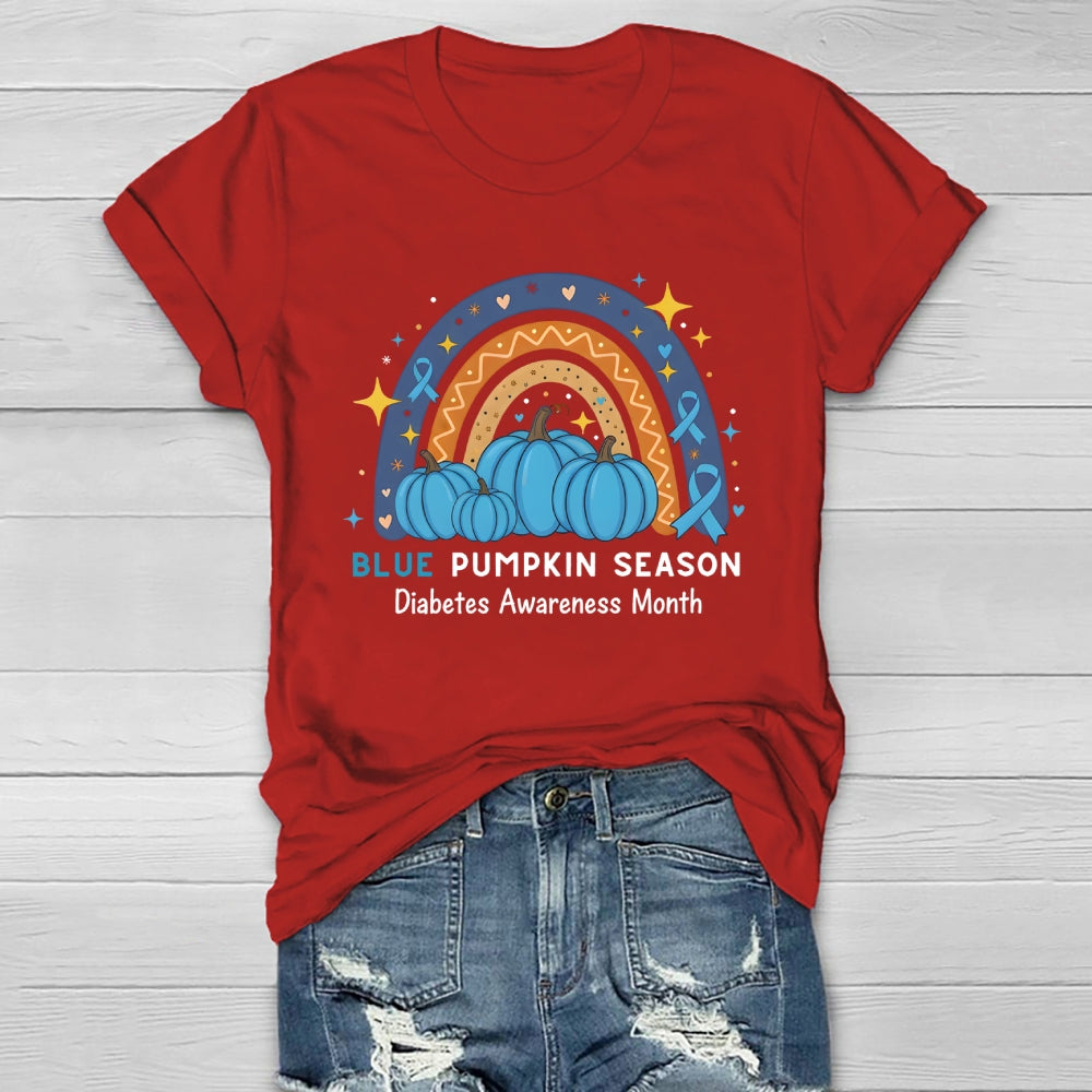 Blue Pumpkin Season Diabetes Awareness Month Healthwear T-shirt