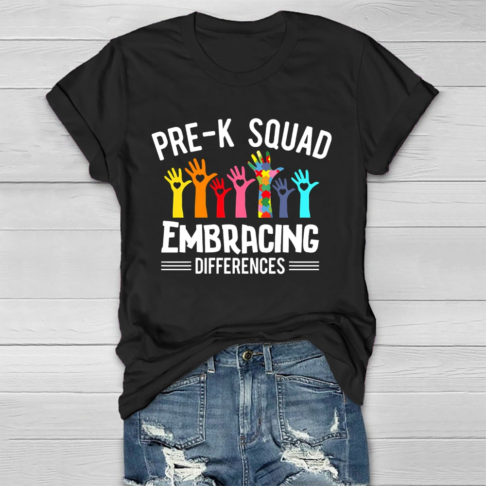 Pre K Squad Embracing Differences  Healthwear T-shirt