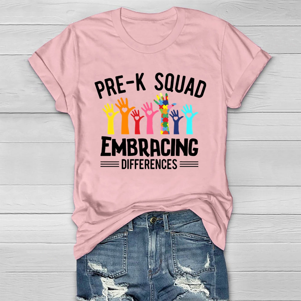 Pre K Squad Embracing Differences  Healthwear T-shirt