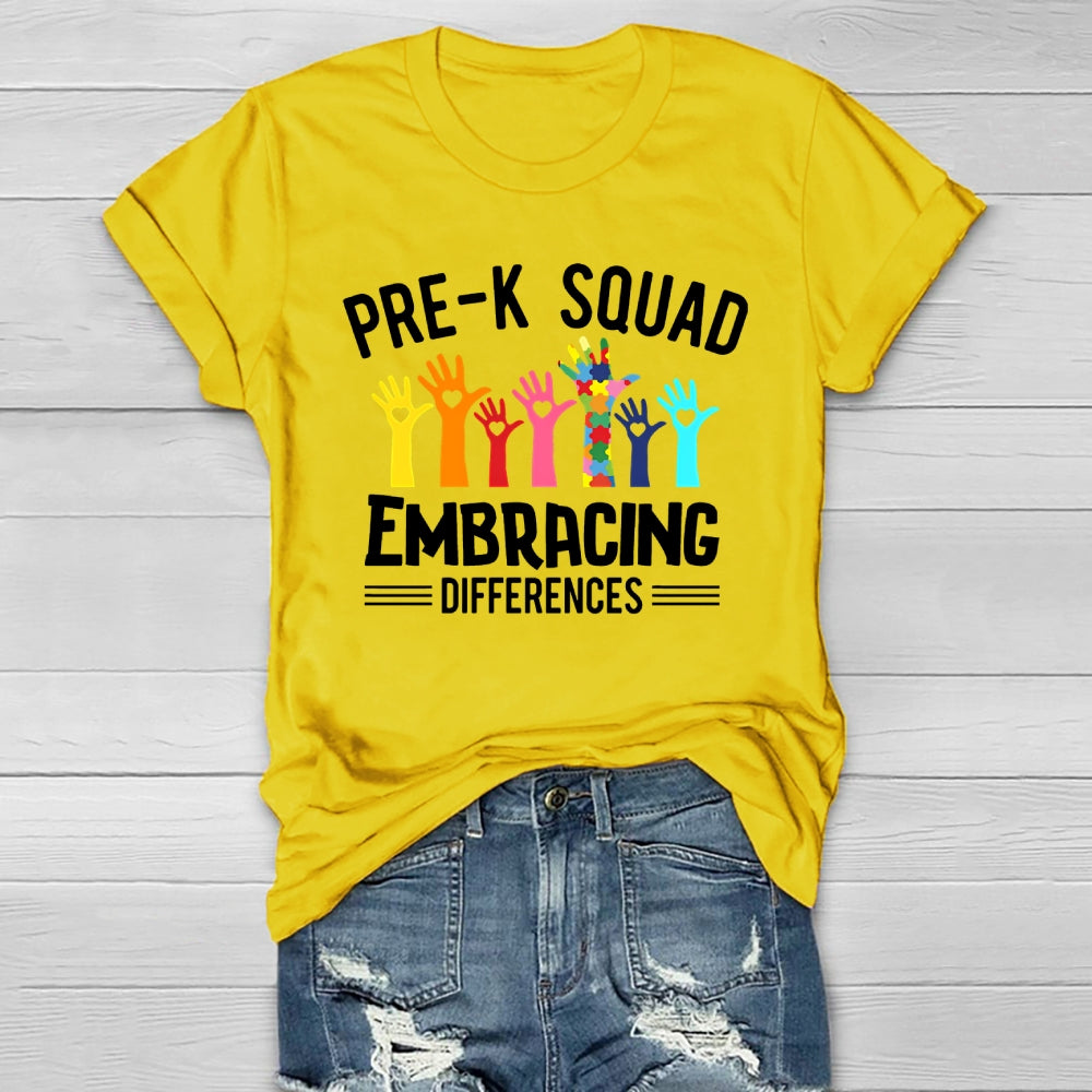 Pre K Squad Embracing Differences  Healthwear T-shirt