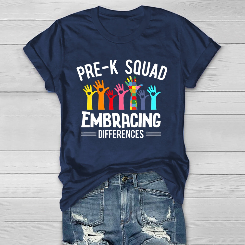 Pre K Squad Embracing Differences  Healthwear T-shirt
