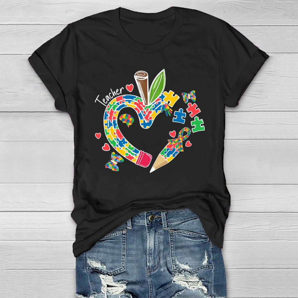 Teacher Puzzle Pencil Healthwear T-shirt