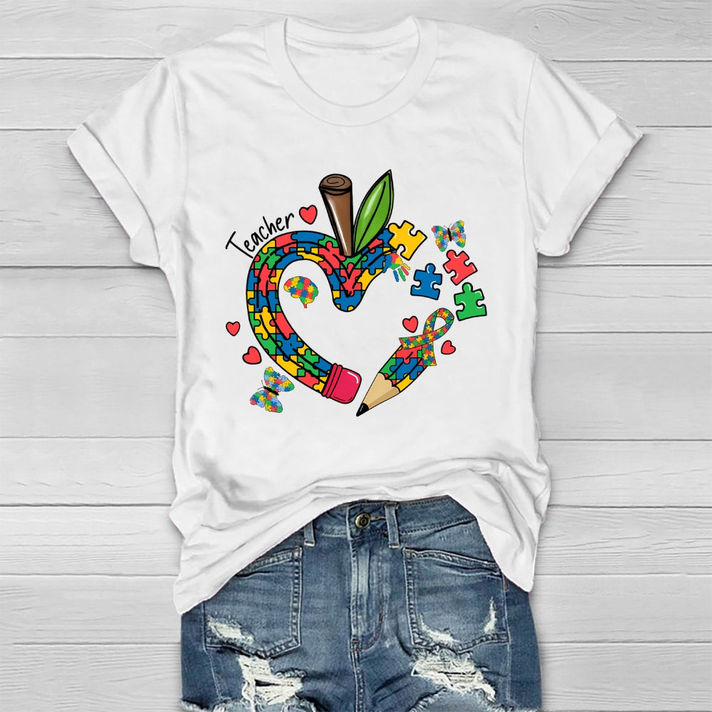 Teacher Puzzle Pencil Healthwear T-shirt