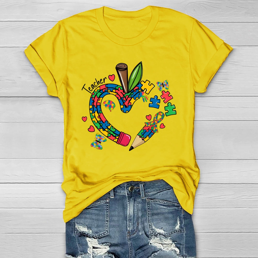Teacher Puzzle Pencil Healthwear T-shirt