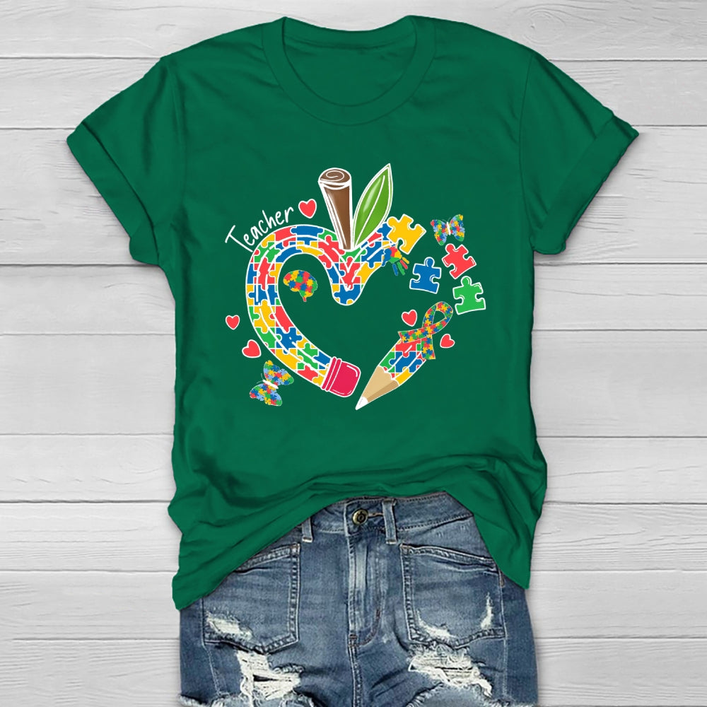 Teacher Puzzle Pencil Healthwear T-shirt