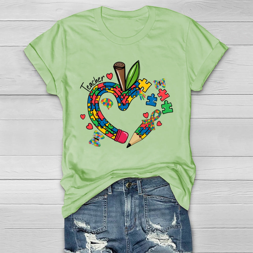 Teacher Puzzle Pencil Healthwear T-shirt