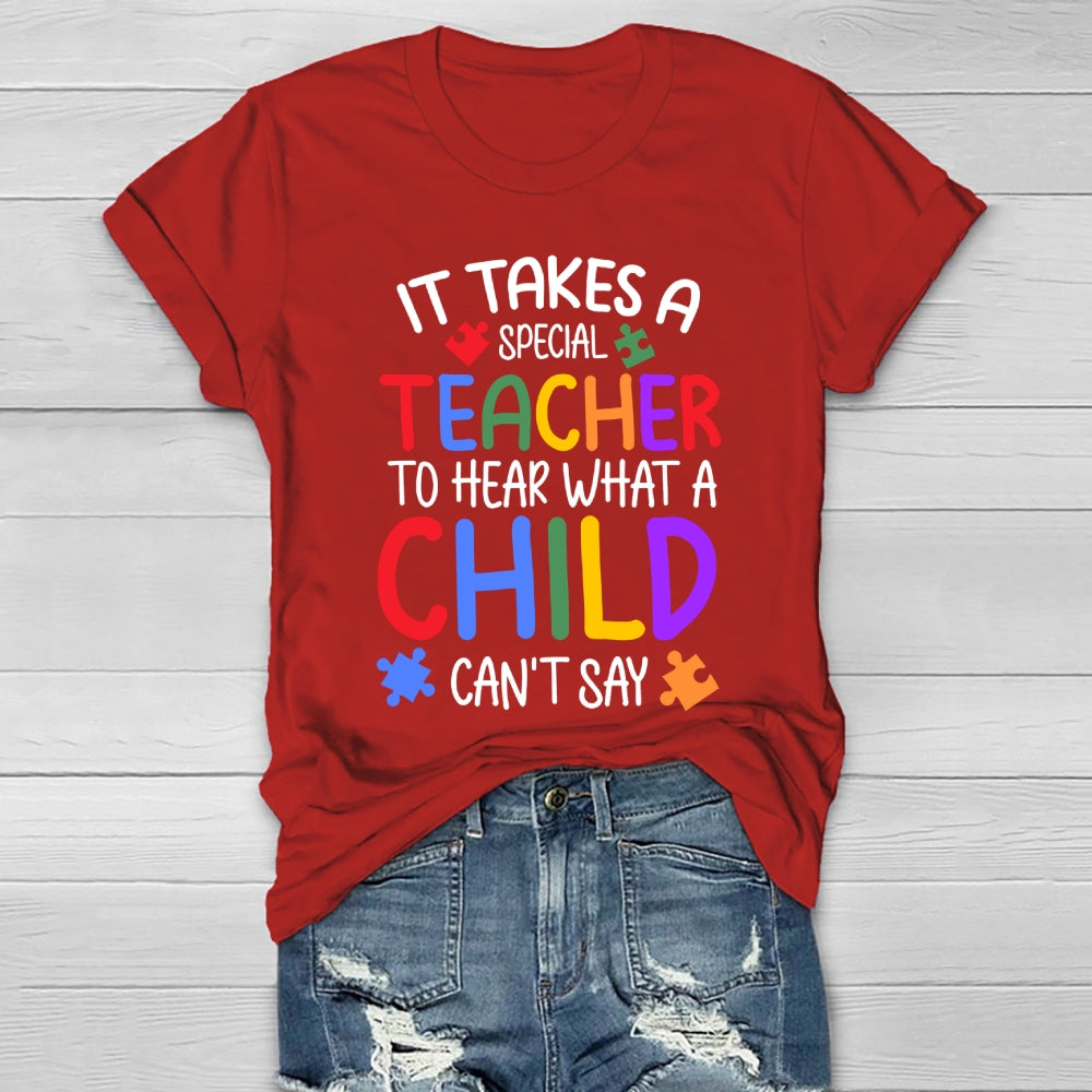 It Takes A Special Teacher To Hear What A Child Cannot Say Colorful Puzzle Healthwear T-shirt
