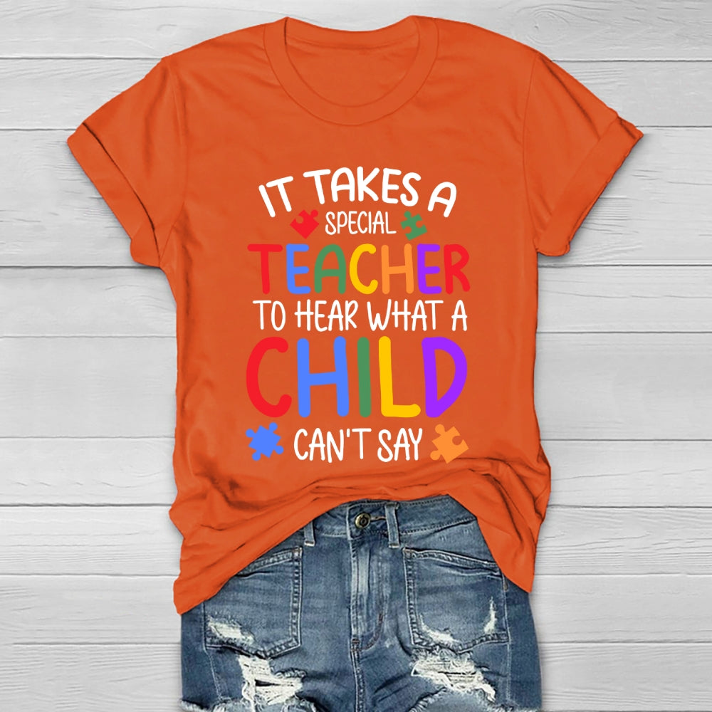 It Takes A Special Teacher To Hear What A Child Cannot Say Colorful Puzzle Healthwear T-shirt