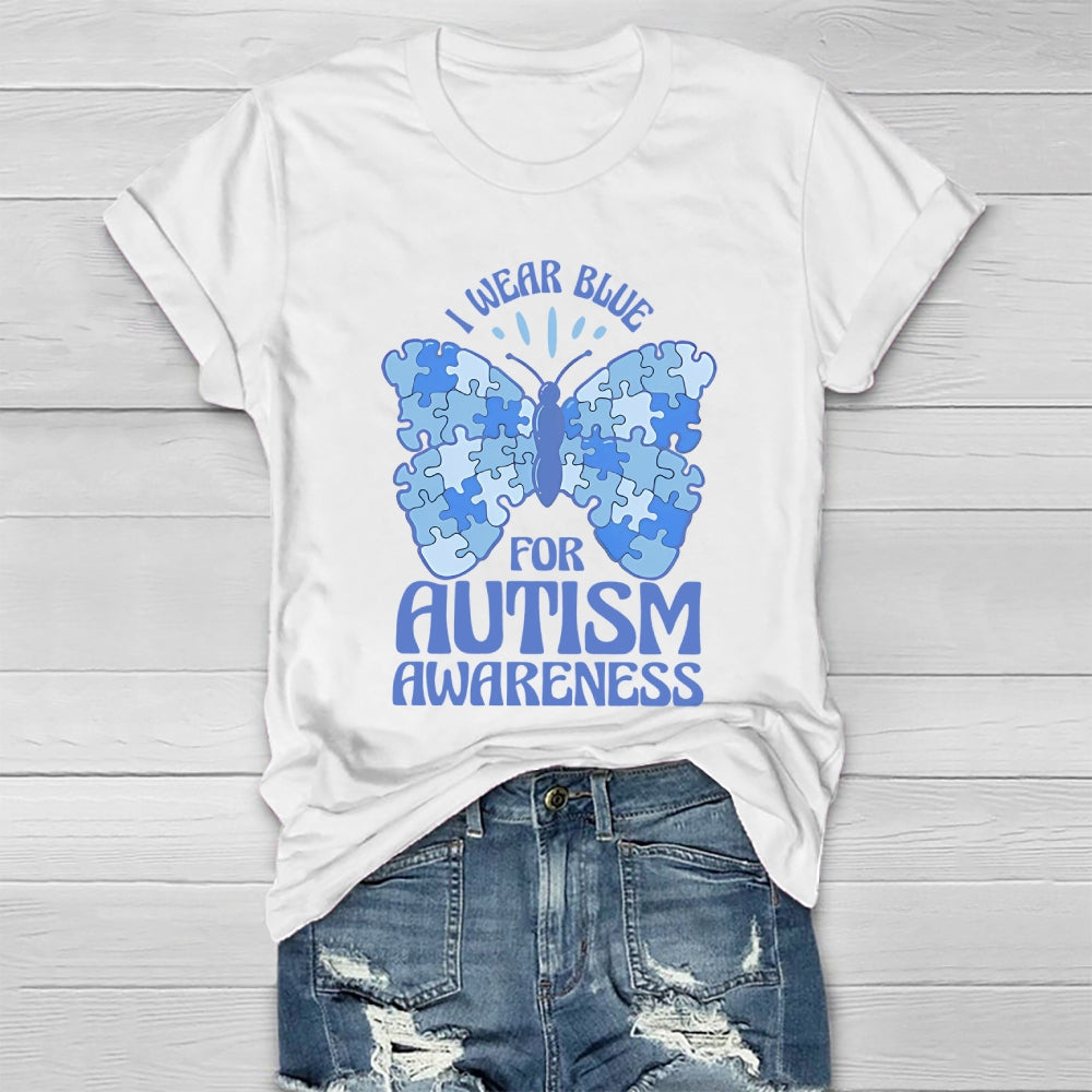 I Wear Blue For Autism Awareness Butterfly Healthwear T-shirt