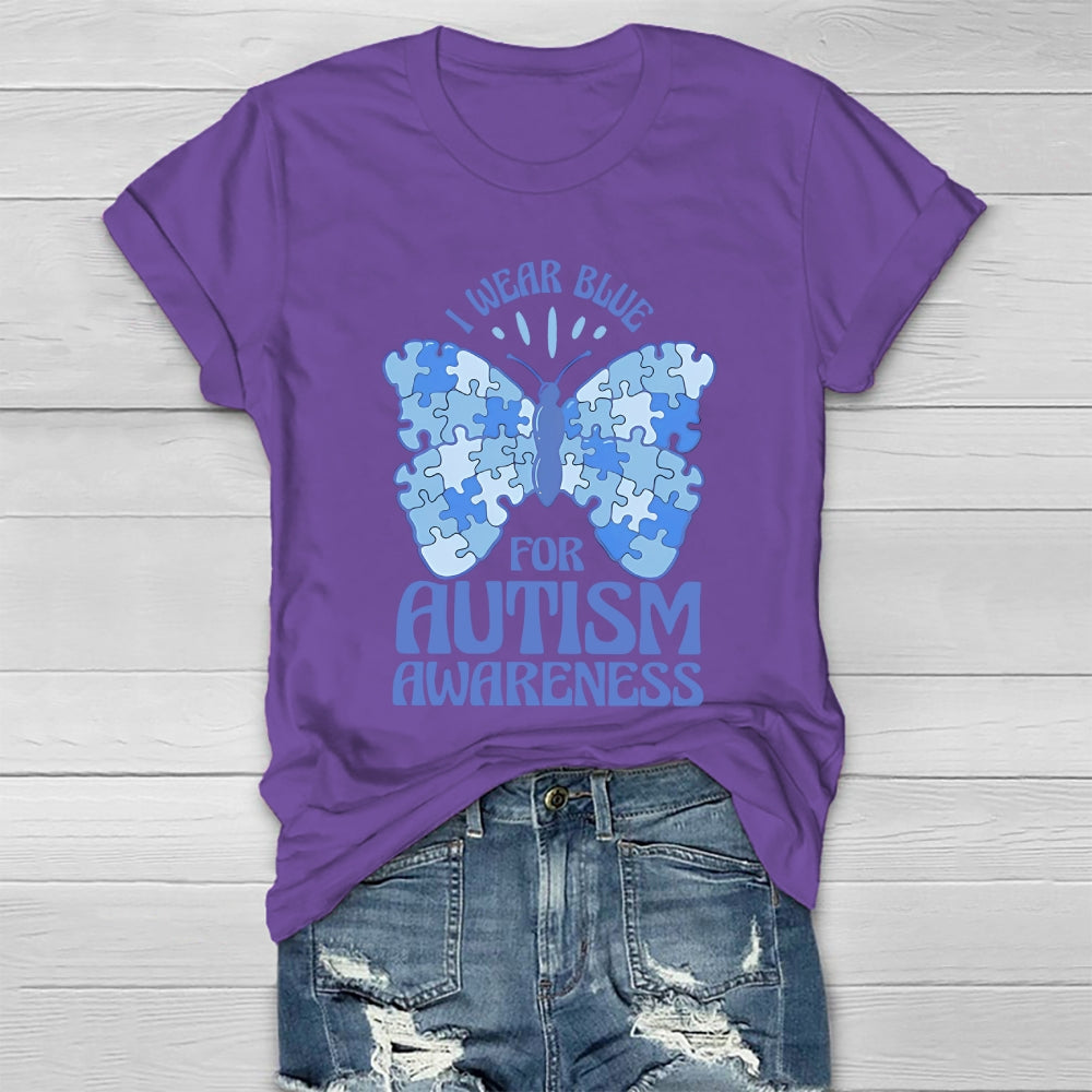 I Wear Blue For Autism Awareness Butterfly Healthwear T-shirt