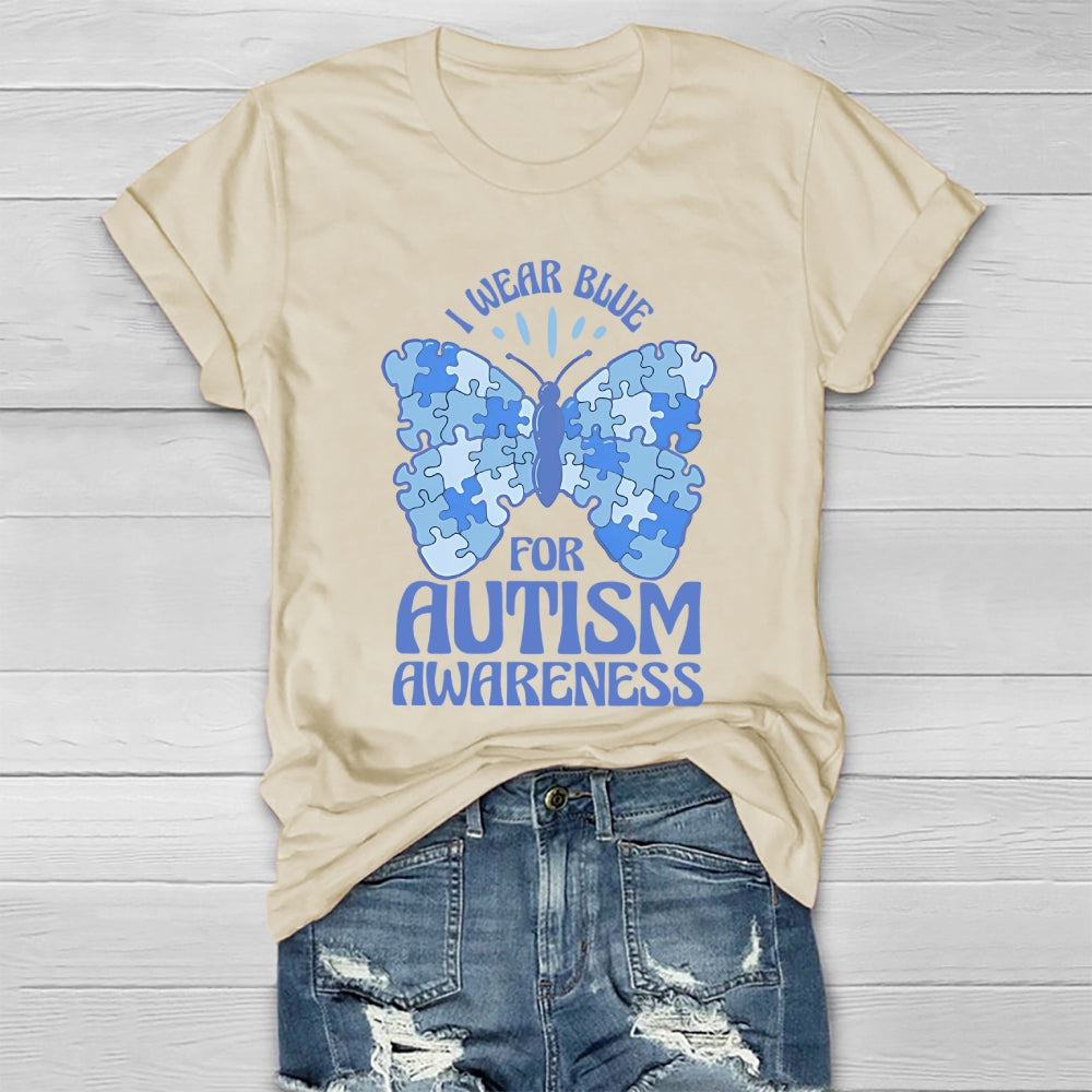 I Wear Blue For Autism Awareness Butterfly Healthwear T-shirt