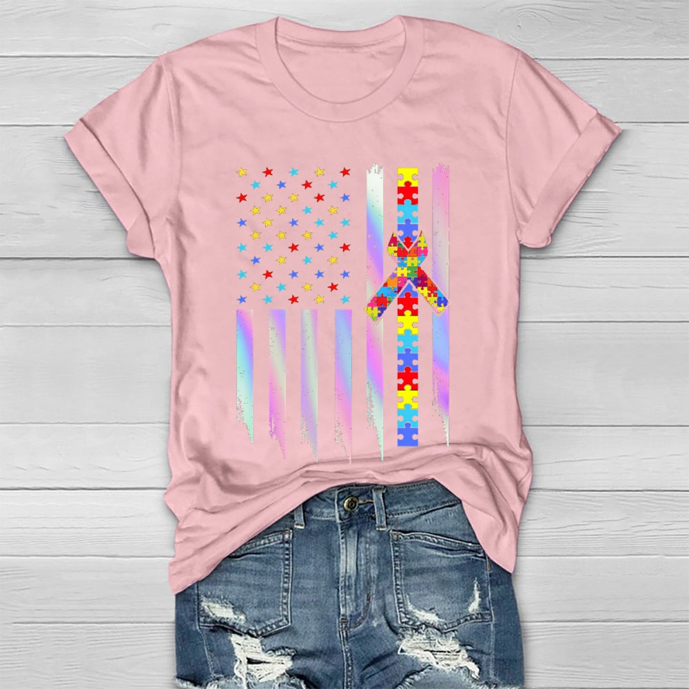 Autism Awareness Colorful Puzzle Star Healthwear T-shirt