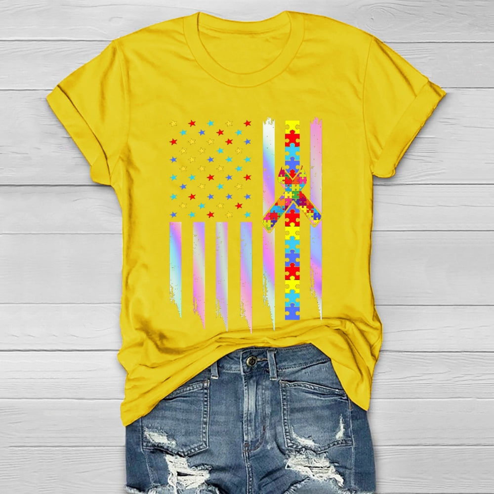 Autism Awareness Colorful Puzzle Star Healthwear T-shirt