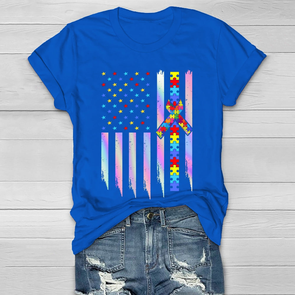 Autism Awareness Colorful Puzzle Star Healthwear T-shirt