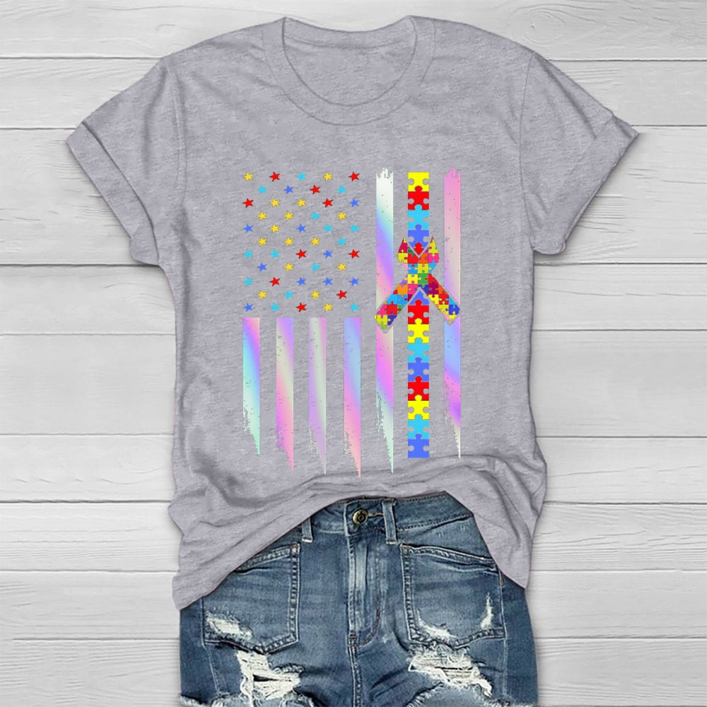 Autism Awareness Colorful Puzzle Star Healthwear T-shirt