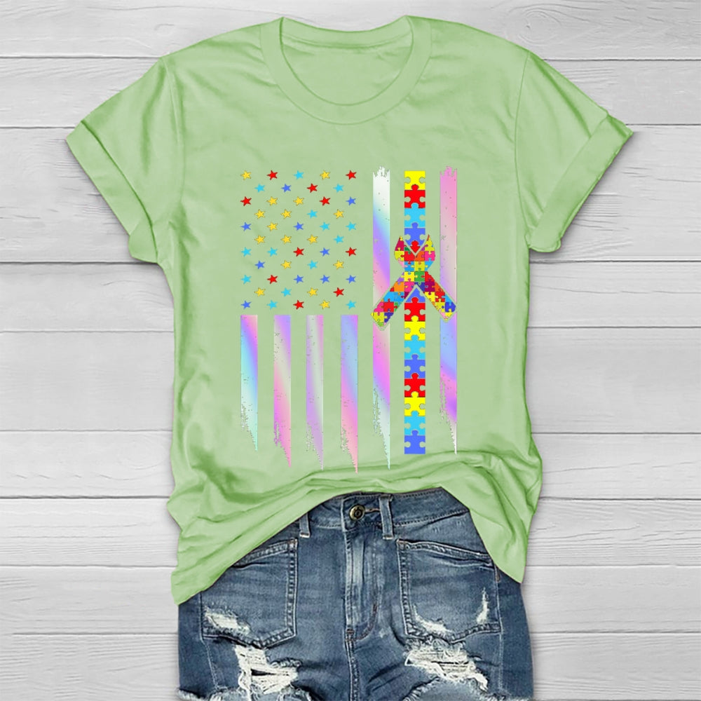 Autism Awareness Colorful Puzzle Star Healthwear T-shirt
