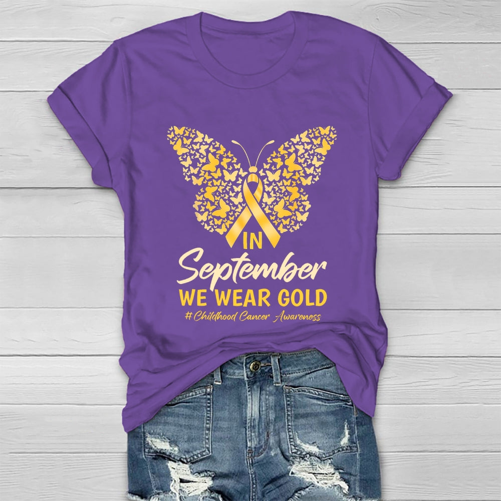 In September We Wear Gold Childhood Cancer Awareness  Healthwear T-shirt