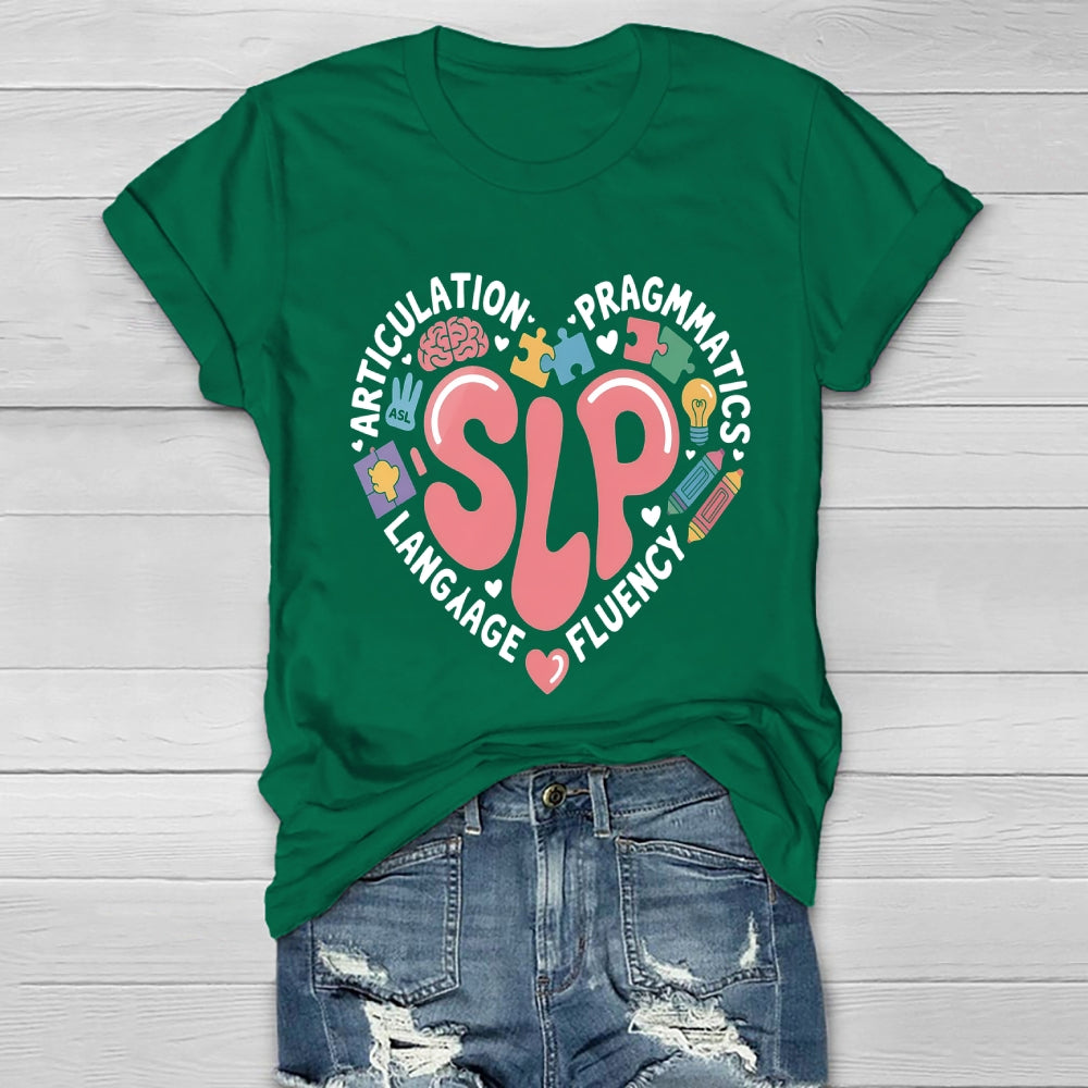 Articulation Pragmatics Language Fluency SLP Teachers Healthwear T-shirt