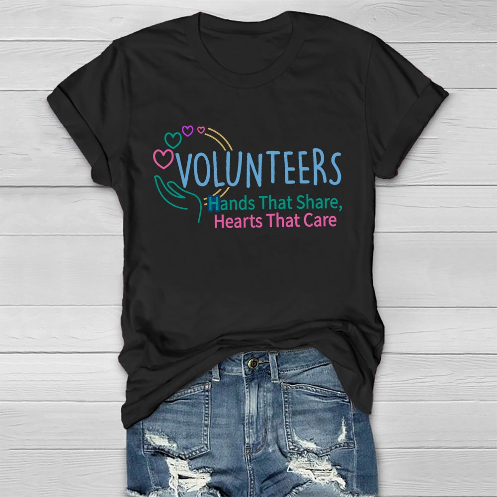 Volunteers Hand That Share  Hearts That Care Healthwear T-shirt