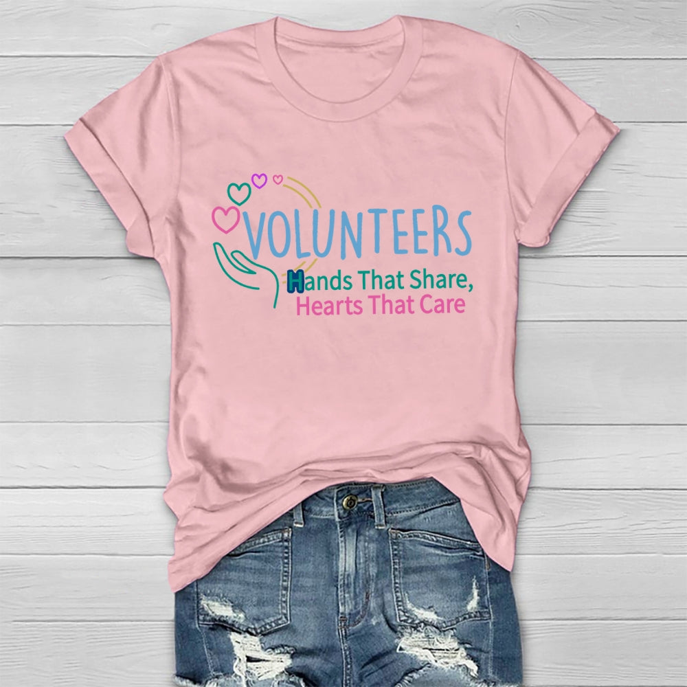 Volunteers Hand That Share  Hearts That Care Healthwear T-shirt