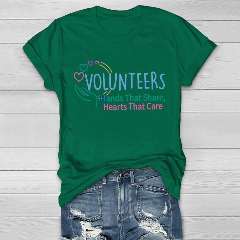 Volunteers Hand That Share  Hearts That Care Healthwear T-shirt