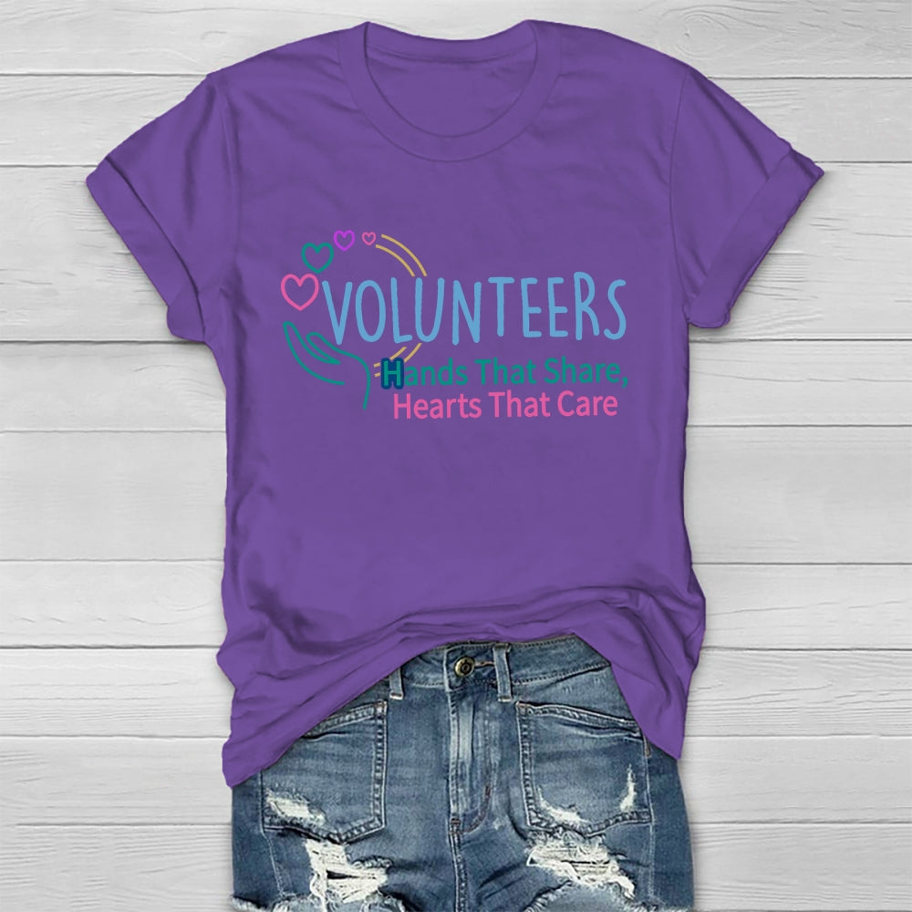 Volunteers Hand That Share  Hearts That Care Healthwear T-shirt
