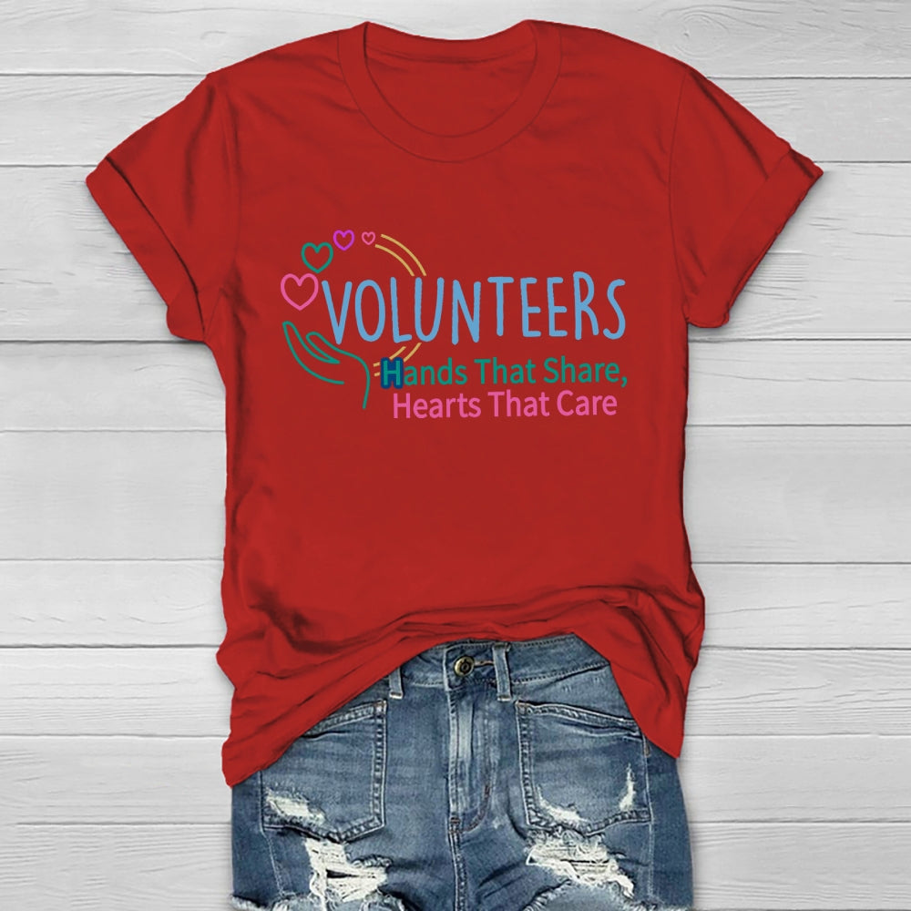 Volunteers Hand That Share  Hearts That Care Healthwear T-shirt