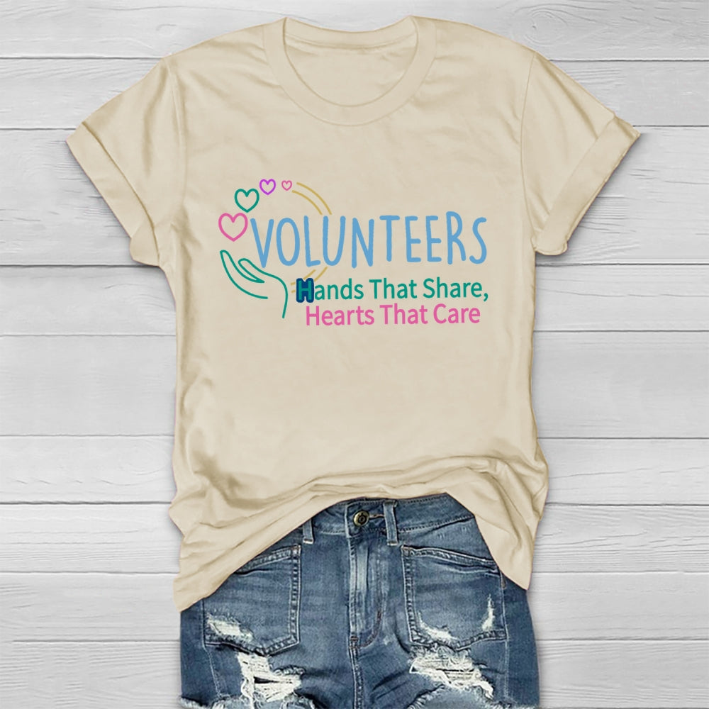 Volunteers Hand That Share  Hearts That Care Healthwear T-shirt