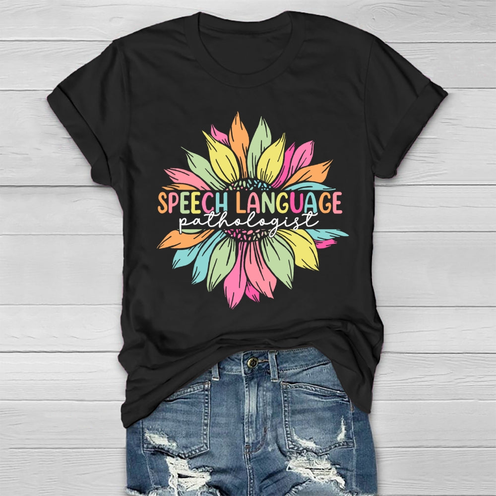 Speech Language Pathologist Sunflower Healthwear T-shirt