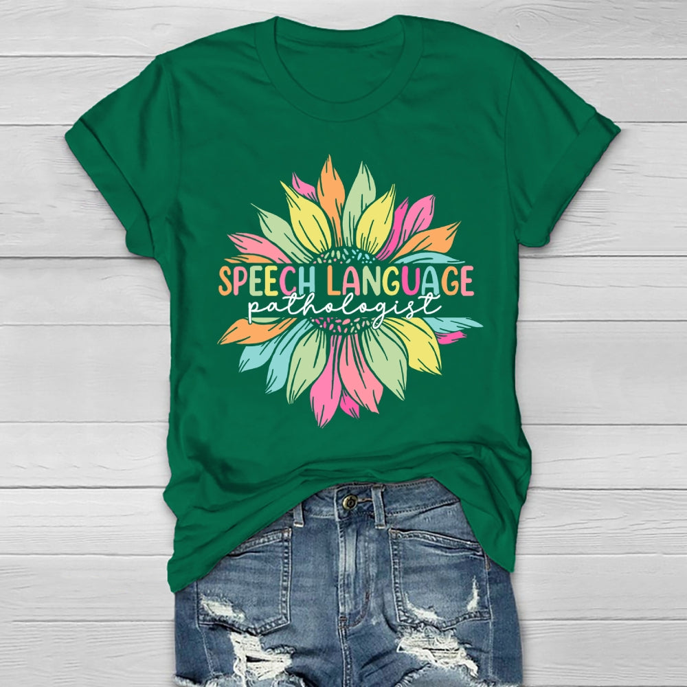 Speech Language Pathologist Sunflower Healthwear T-shirt