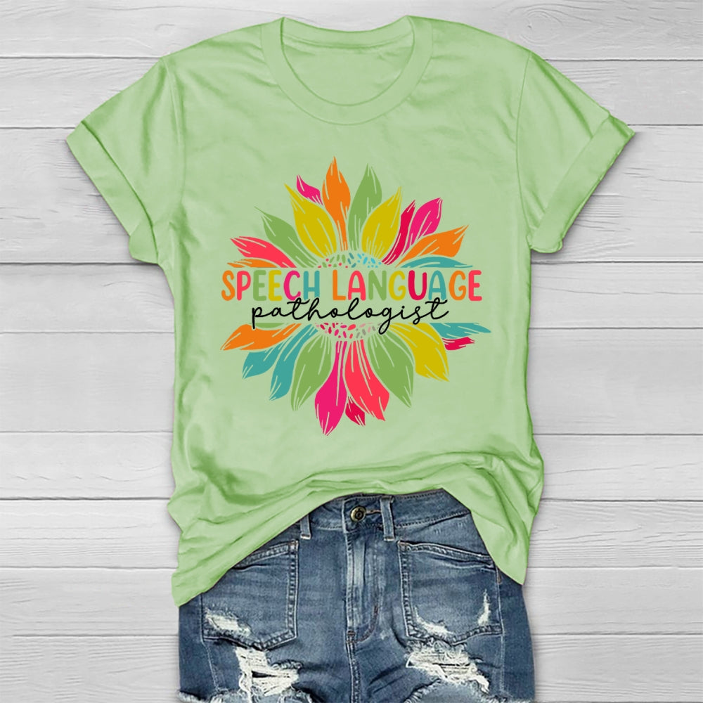 Speech Language Pathologist Sunflower Healthwear T-shirt