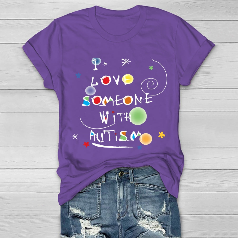 I Love Someone with Autism Colorful Polka Dots Healthwear T-shirt