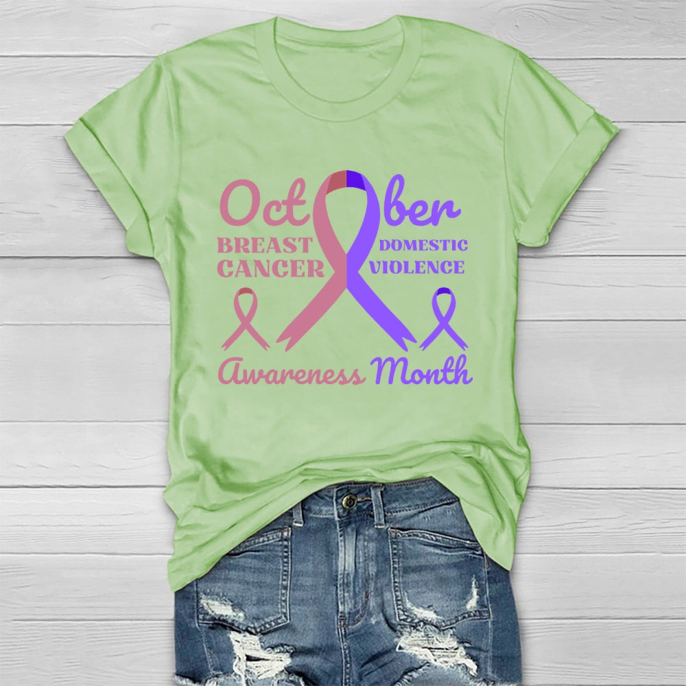 October Breast Cancer And Domestic Violence Awareness Month Healthwear T-shirt