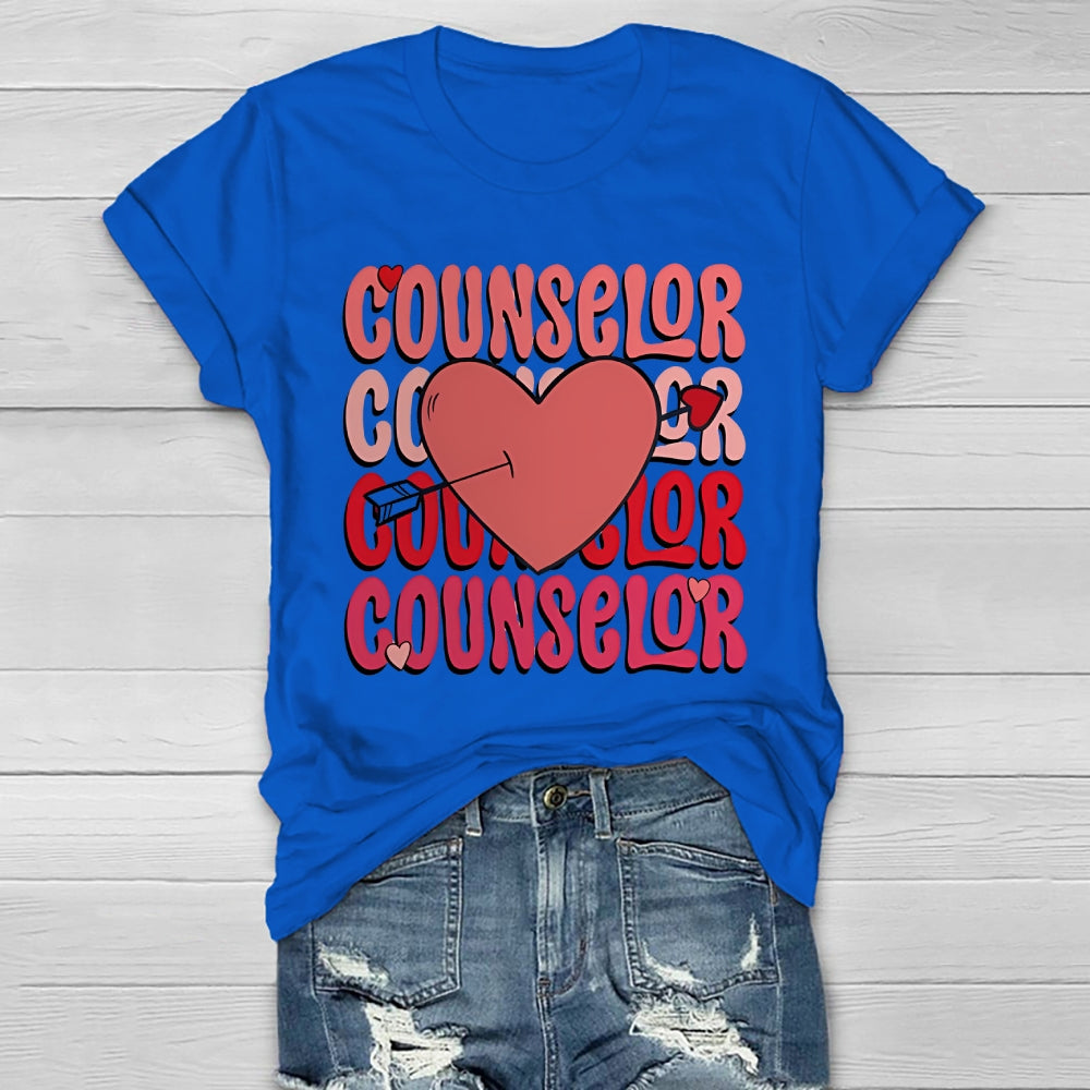 Counselor Love Heart Graphic Healthwear T-shirt