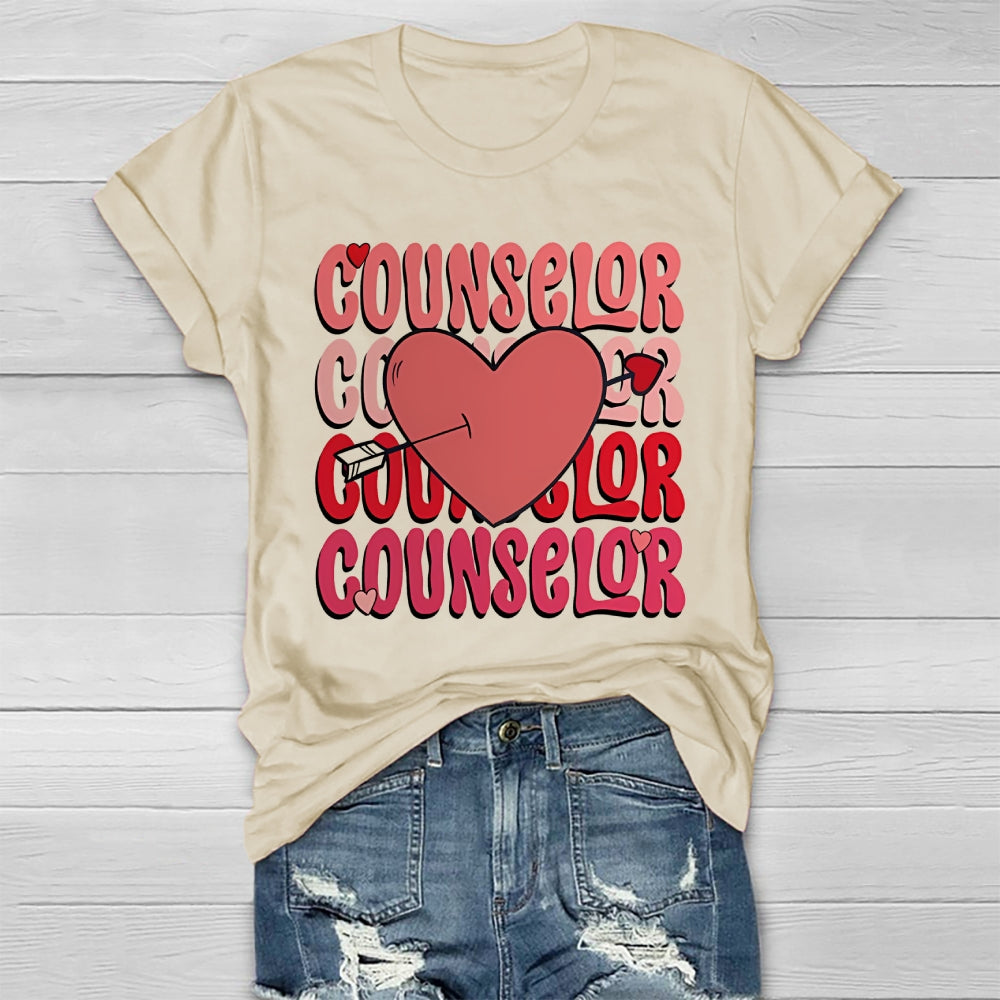 Counselor Love Heart Graphic Healthwear T-shirt