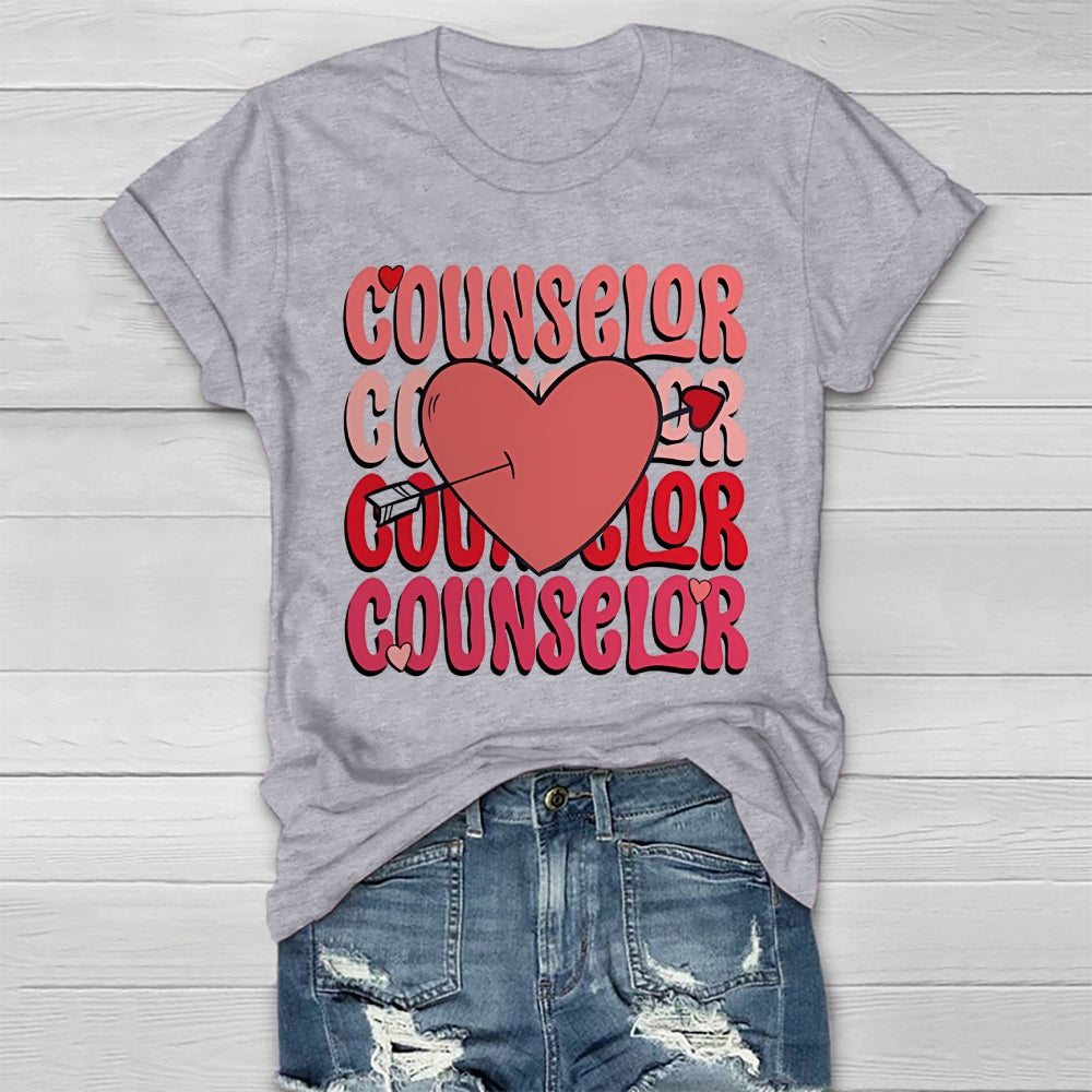 Counselor Love Heart Graphic Healthwear T-shirt