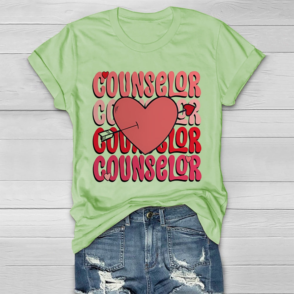 Counselor Love Heart Graphic Healthwear T-shirt