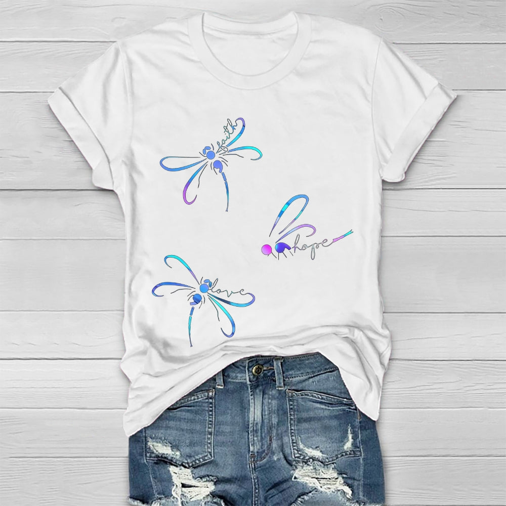 Faith Hope Love Dragonfly Healthwear T-shirt