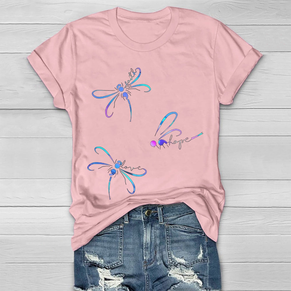 Faith Hope Love Dragonfly Healthwear T-shirt