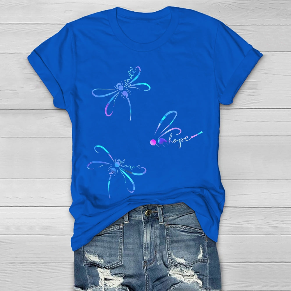 Faith Hope Love Dragonfly Healthwear T-shirt