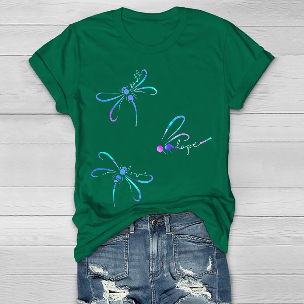 Faith Hope Love Dragonfly Healthwear T-shirt