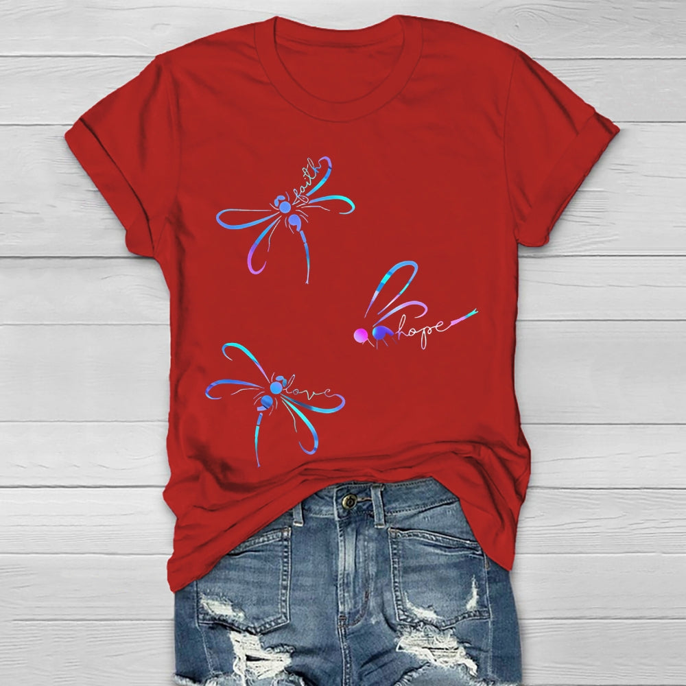 Faith Hope Love Dragonfly Healthwear T-shirt