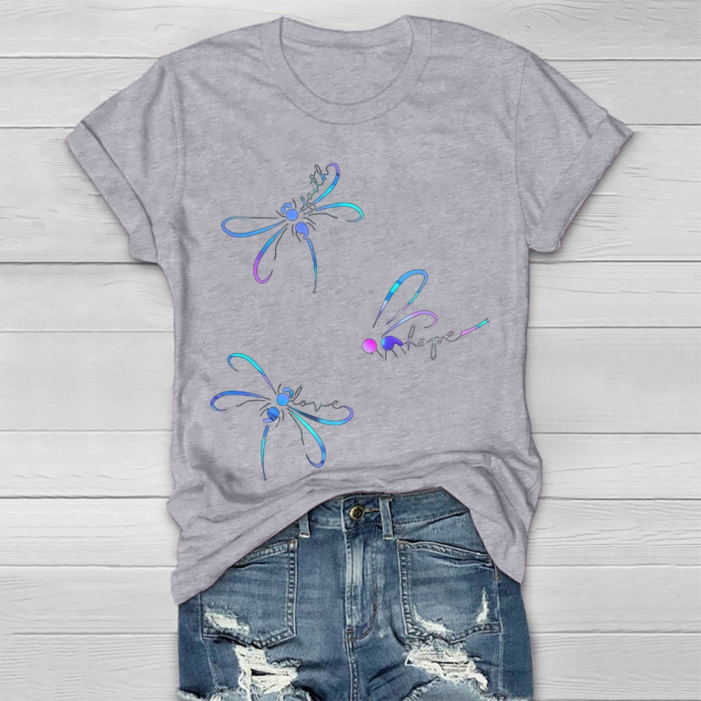Faith Hope Love Dragonfly Healthwear T-shirt