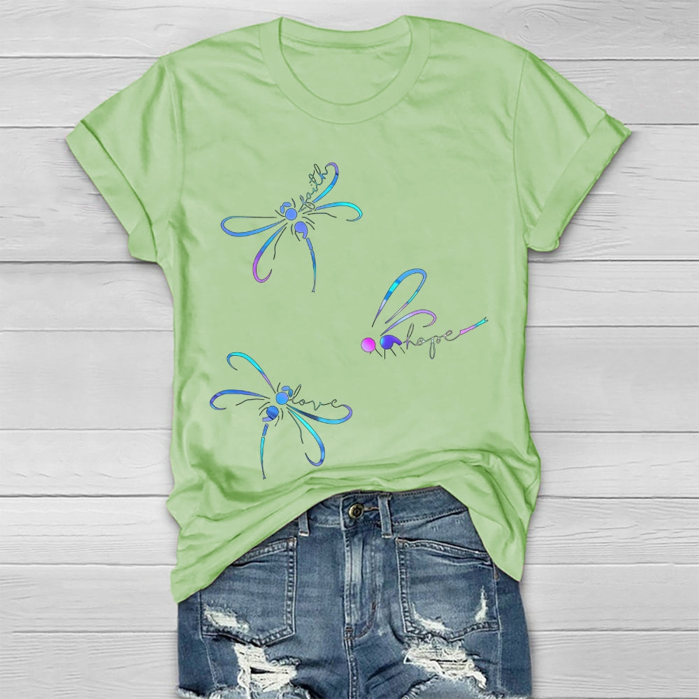 Faith Hope Love Dragonfly Healthwear T-shirt